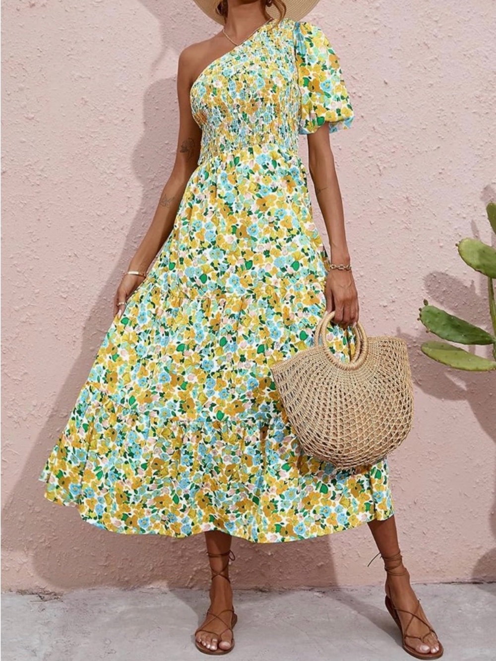Floral One-Shoulder Maxi Dress